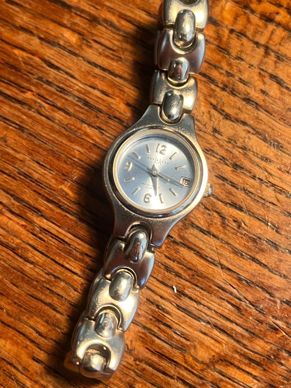 Vintage LA Express Silver Link Bracelet Watch with Date Window